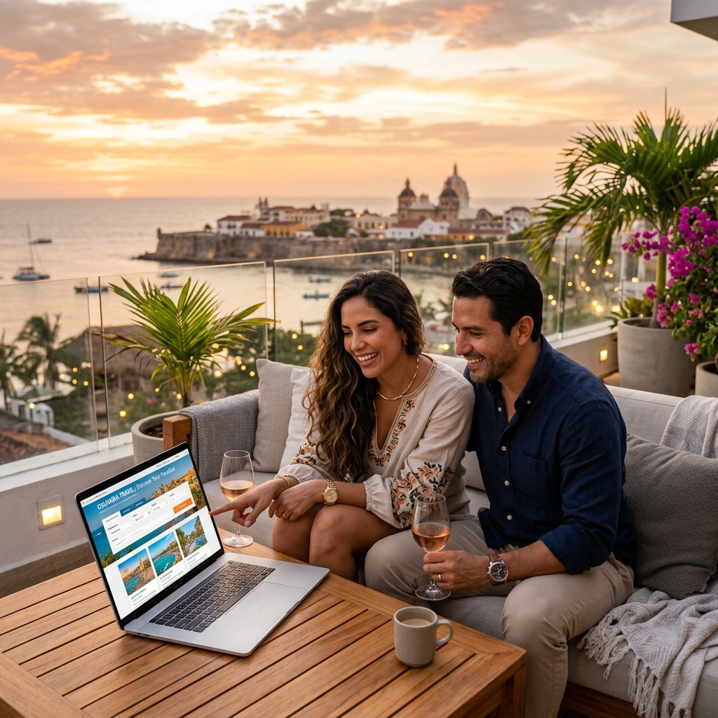 Viajeros felices en un tour premium